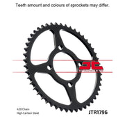 Rear sprocket from JT Sprockets, model JTR1796.49, featuring durable metal construction and precise tooth design for motorcycle drive systems.