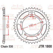 Rear JT Sprockets JTR1800.40 motorcycle sprocket with black finish, featuring durable metal construction and gear teeth for optimal performance.