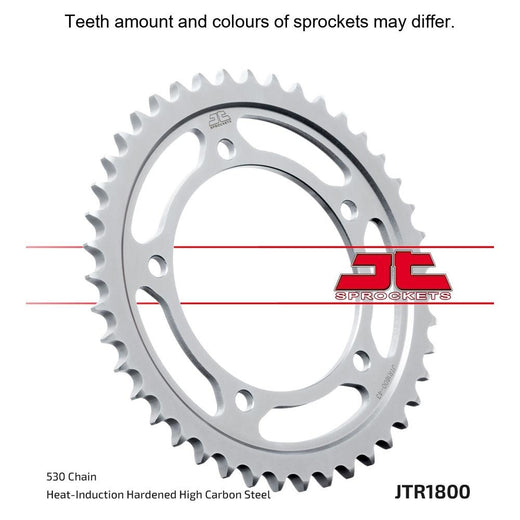 Rear JT Sprockets JTR1800.41 motorcycle sprocket with metal teeth and bolt holes for durable drive system.