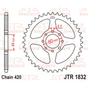 JT Sprockets rear sprocket JTR1832.52 with durable metal construction, shown in a close-up view highlighting the gear teeth.