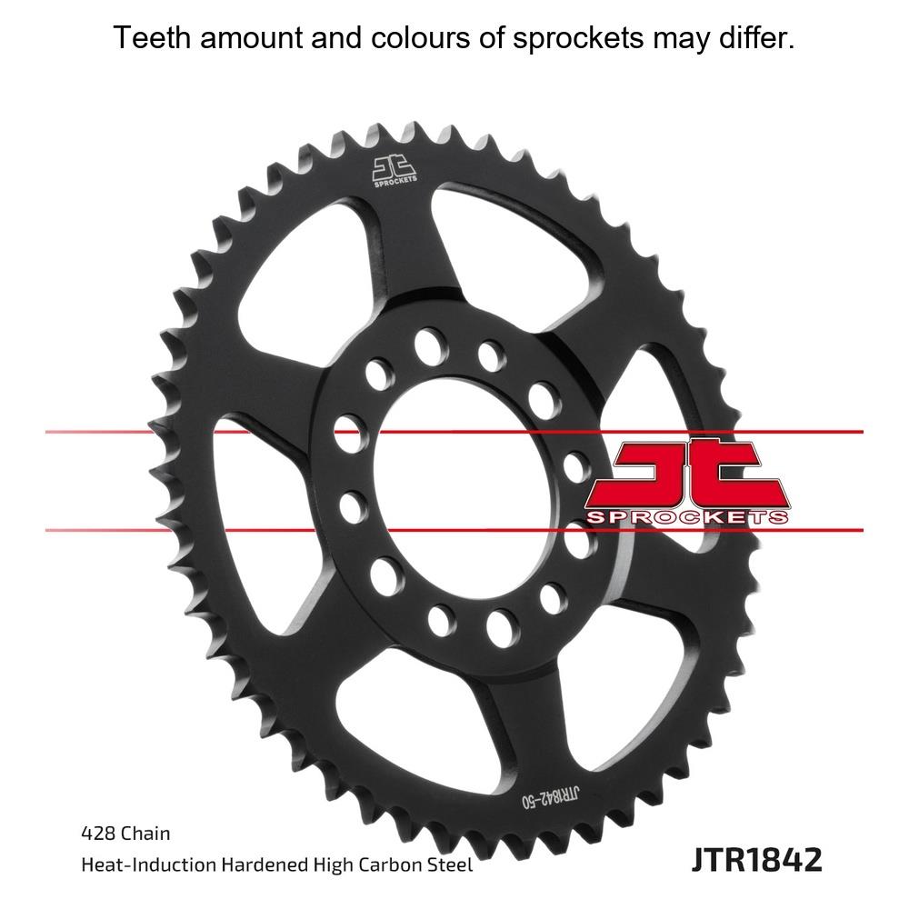 Rear JT Sprockets JTR1842.37 428 pitch sprocket, designed for motorcycle drive chains, with durable metal construction.