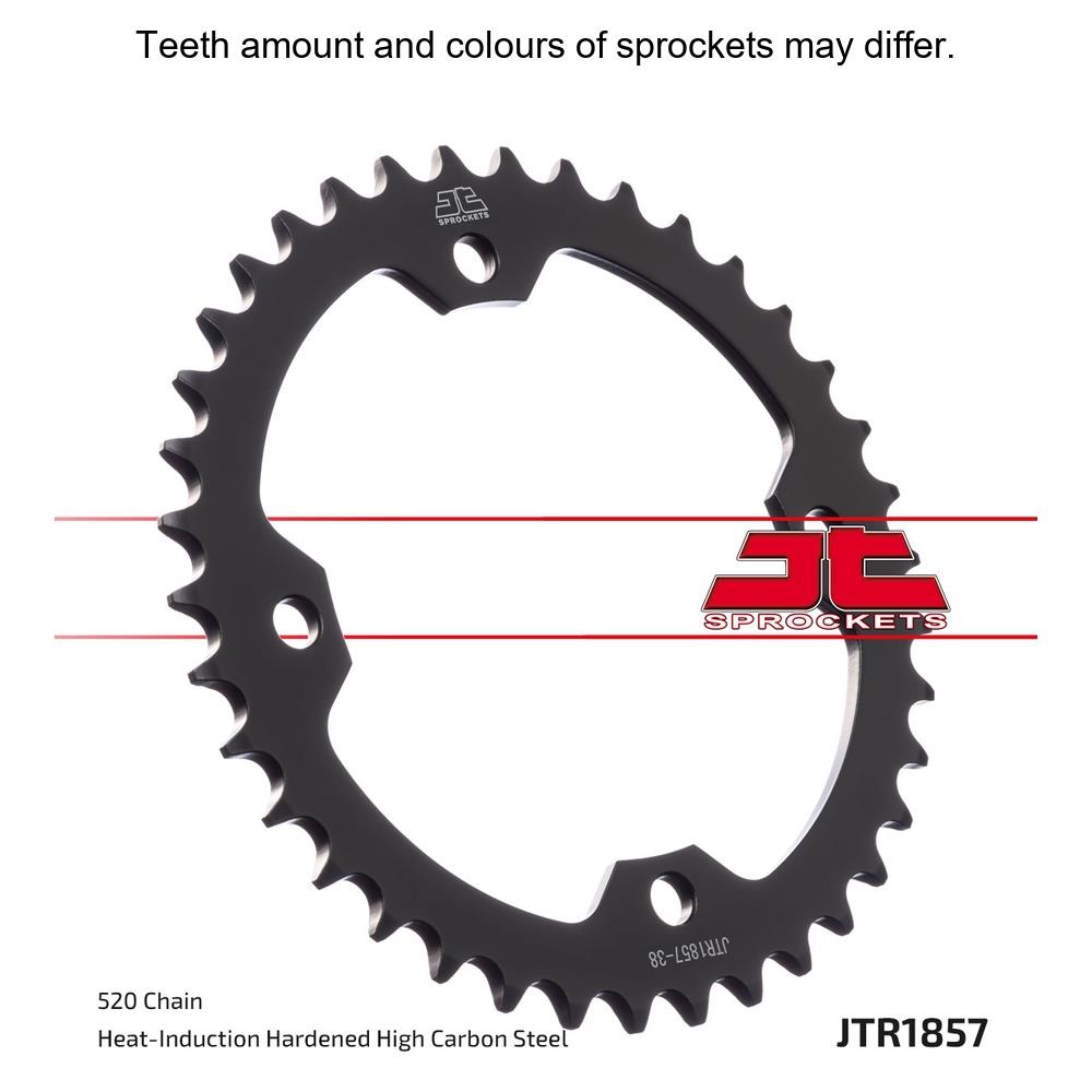 JT Sprockets rear sprocket JTR1857.36, durable motorcycle sprocket with silver finish and gear teeth for optimal performance.