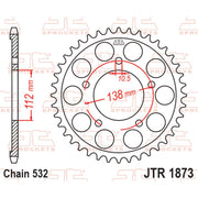 JT Sprockets rear sprocket JTR1873.48 with durable steel construction, featuring evenly spaced teeth for motorcycle chain engagement.