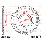 Rear sprocket from JT Sprockets JTR1875.48 model, featuring durable metal construction and gear teeth for motorcycle drivetrain.