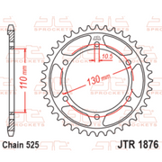 Rear sprocket from JT Sprockets JTR1876.43 series, featuring durable metal construction and gear teeth for motorcycle drivetrain.