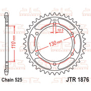 Rear sprocket by JT Sprockets, model JTR1876.46, featuring durable metal construction for motorcycle drivetrain performance.