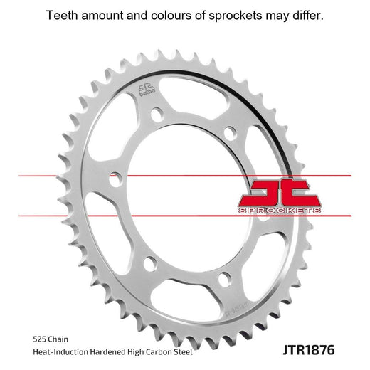 Rear JT Sprockets JTR1876.47 sprocket with multiple teeth and metal construction, designed for motorcycle drivetrain performance.
