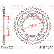 Rear sprocket from JT Sprockets JTR1877.41, featuring durable metal construction and gear teeth for motorcycle chain drive.