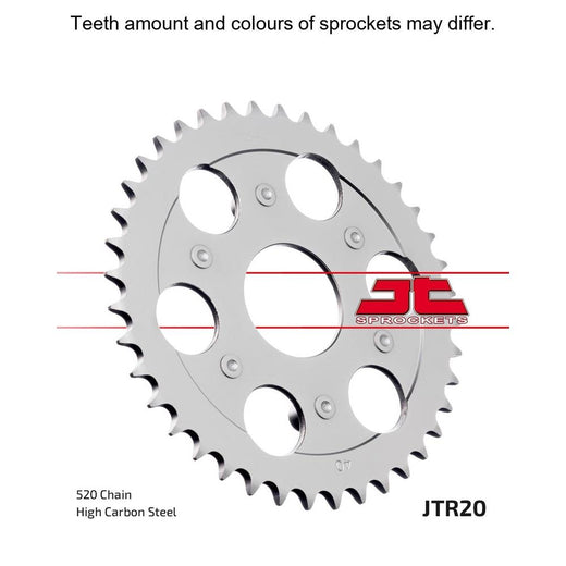 JT Sprockets rear JTR20.41 sprocket with evenly spaced teeth and metallic finish, designed for motorcycle chain drive systems.