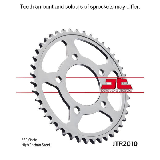 Rear sprocket from JT Sprockets JTR2010.42, showing the gear teeth and metallic finish on a plain background.