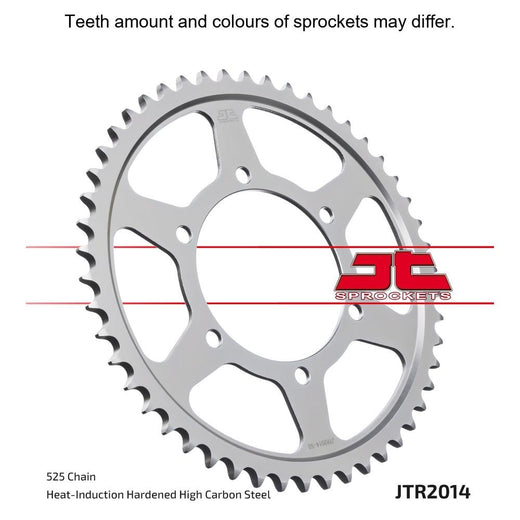Rear JT Sprockets JTR2014.39 motorcycle sprocket with metallic finish and gear teeth, designed for durable performance.