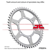 Rear sprocket from JT Sprockets JTR2014.42, showing metallic gear with multiple teeth for motorcycle chain drive.