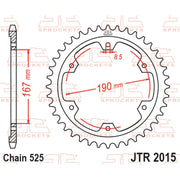 JT Sprockets rear sprocket JTR2015.50, durable motorcycle sprocket with evenly spaced teeth, black finish, and precise machining.