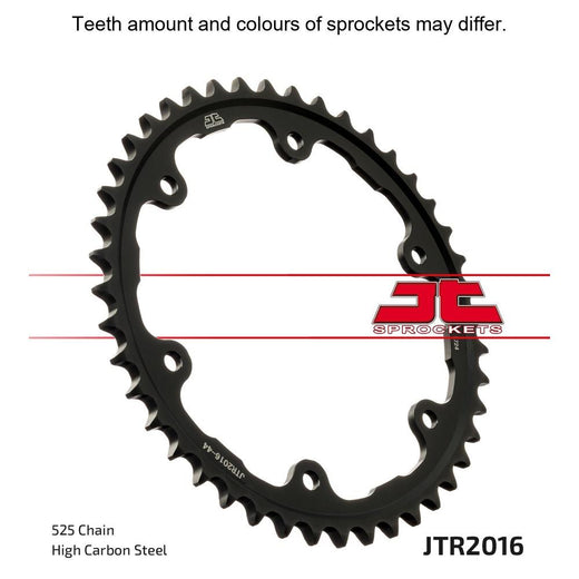 Rear JT Sprockets JTR2016.44 sprocket with multiple teeth and metal construction, designed for motorcycle drivetrain performance.