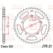 Rear JT Sprockets JTR21.40 sprocket with metal teeth and black finish for motorcycle drivetrain.