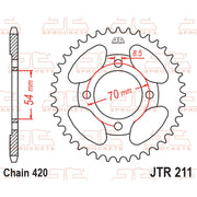 JT Sprockets rear sprocket JTR211.41 for 428 pitch, showing the brand's durable metal construction and gear teeth design.