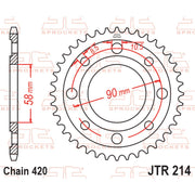 Rear sprocket by JT Sprockets, model JTR214.36, with evenly spaced teeth for motorcycle drive systems.