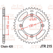 JT Sprockets rear sprocket JTR215.49, metallic motorcycle sprocket with gear teeth, designed for durable performance and reliable shifting.