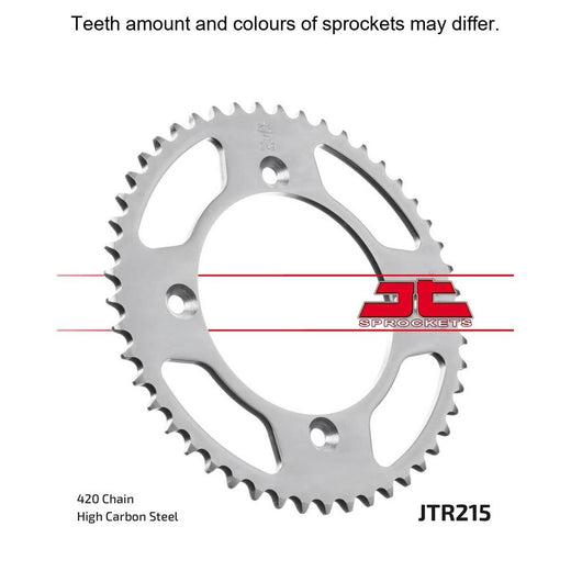 Rear JT Sprockets JTR215.51 sprocket with metal teeth and mounting holes, designed for motorcycle drivetrain systems.