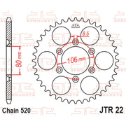 Rear sprocket from JT Sprockets JTR22.45 series, featuring a durable metal design with gear teeth for motorcycle or dirt bike use.