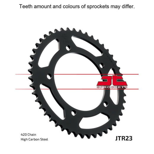 Rear sprocket for motorcycle, JT Sprockets JTR23.47 model, showing metal teeth and central mounting hole.