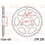 JT Sprockets rear sprocket JTR239.36 with 428 pitch, featuring a durable steel construction and precise gear teeth for motorcycle use.