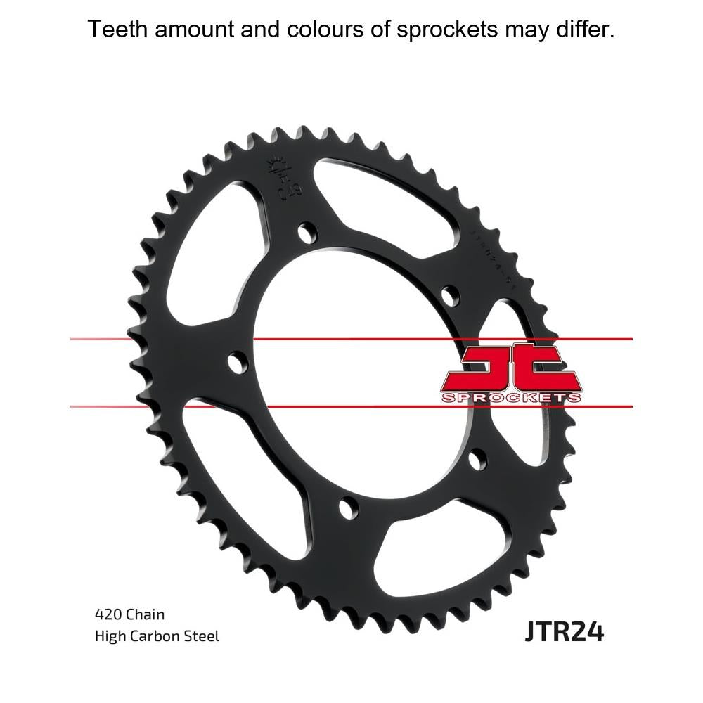 Rear JT Sprockets JTR24.55 motorcycle sprocket with multiple gear teeth, black finish, designed for durable performance.
