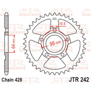 Rear sprocket for motorcycle by JT Sprockets, model JTR242.53, featuring durable steel construction and precise gear teeth.