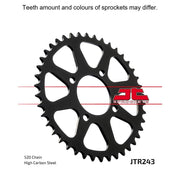 JT Sprockets rear sprocket JTR243.42, durable motorcycle sprocket with multiple teeth for optimal gear performance.