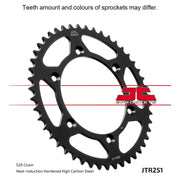 Rear sprocket from JT Sprockets JTR251.46 series, showing the black metal sprocket with gear teeth for motorcycle chain drive.