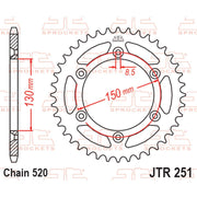 JT Sprockets rear sprocket JTR251.46, durable motorcycle sprocket with metal teeth and black finish, mounted on a sprocket hub.