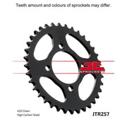 JT Sprockets rear sprocket JTR257.42, durable motorcycle sprocket with evenly spaced teeth and a silver finish.