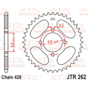 JT Sprockets rear sprocket JTR262.40, black metal bike sprocket with evenly spaced teeth for motorcycle or dirt bike.