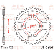 Rear JT Sprockets JTR264.45 sprocket with gear teeth and mounting holes, designed for motorcycle drivetrain performance.