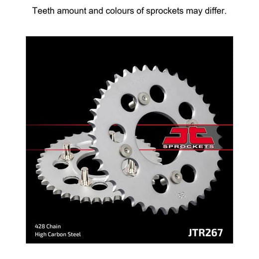 Rear JT Sprockets JTR267.39 motorcycle sprocket with metal teeth and mounting holes, designed for durable power transfer.