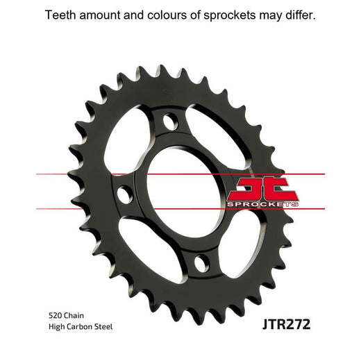 Rear JT Sprockets JTR272.31 motorcycle sprocket with metal teeth and mounting holes, designed for durable power transfer.