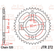 Rear sprocket by JT Sprockets, model JTR272.31, showing the black metal sprocket with gear teeth for motorcycle drivetrain.