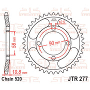 Rear sprocket by JT Sprockets, model JTR277.45, with evenly spaced teeth, designed for motorcycle drivetrain performance.