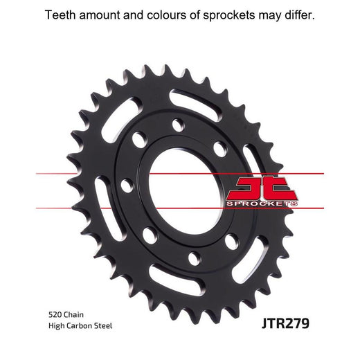 Rear JT Sprockets JTR279.30 520 pitch sprocket with teeth, designed for motorcycle drive systems.