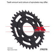 Rear sprocket by JT Sprockets for motorcycles, model JTR279.39, with 520 pitch, showcasing the metal sprocket design.