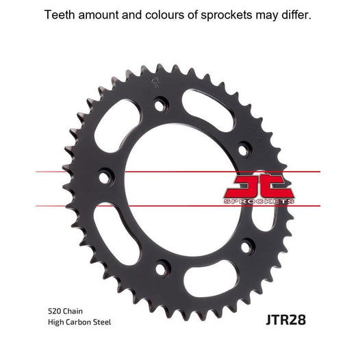 Rear JT Sprockets JTR28.42 motorcycle sprocket with durable metal teeth, designed for optimal gear performance and longevity.