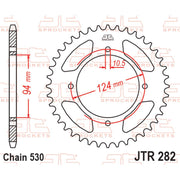 Rear sprocket from JT Sprockets, model JTR282.37, featuring a durable metal construction for motorcycle drivetrain performance.