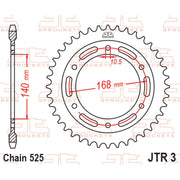 Rear sprocket by JT Sprockets, JTR3.42 model, featuring durable metal construction and gear teeth for motorcycle chain drive.