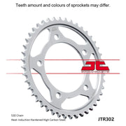 Rear sprocket by JT Sprockets, model JTR302.42, with metallic finish and gear teeth for motorcycle drivetrain.