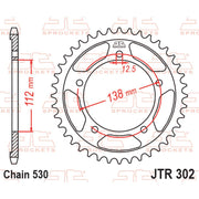Rear JT Sprockets JTR302.45 sprocket with silver finish, featuring evenly spaced teeth for motorcycle drivetrain performance.