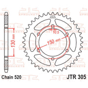 Rear sprocket from JT Sprockets JTR305.46 series, featuring durable metal construction and gear teeth design for motorcycle drivetrain.