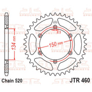 Rear sprocket by JT Sprockets, model JTR460.45, shown in silver with gear teeth for motorcycle drive system.