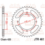 JT Sprockets rear sprocket JTR461.47, metal motorcycle sprocket with evenly spaced teeth, designed for durable performance.