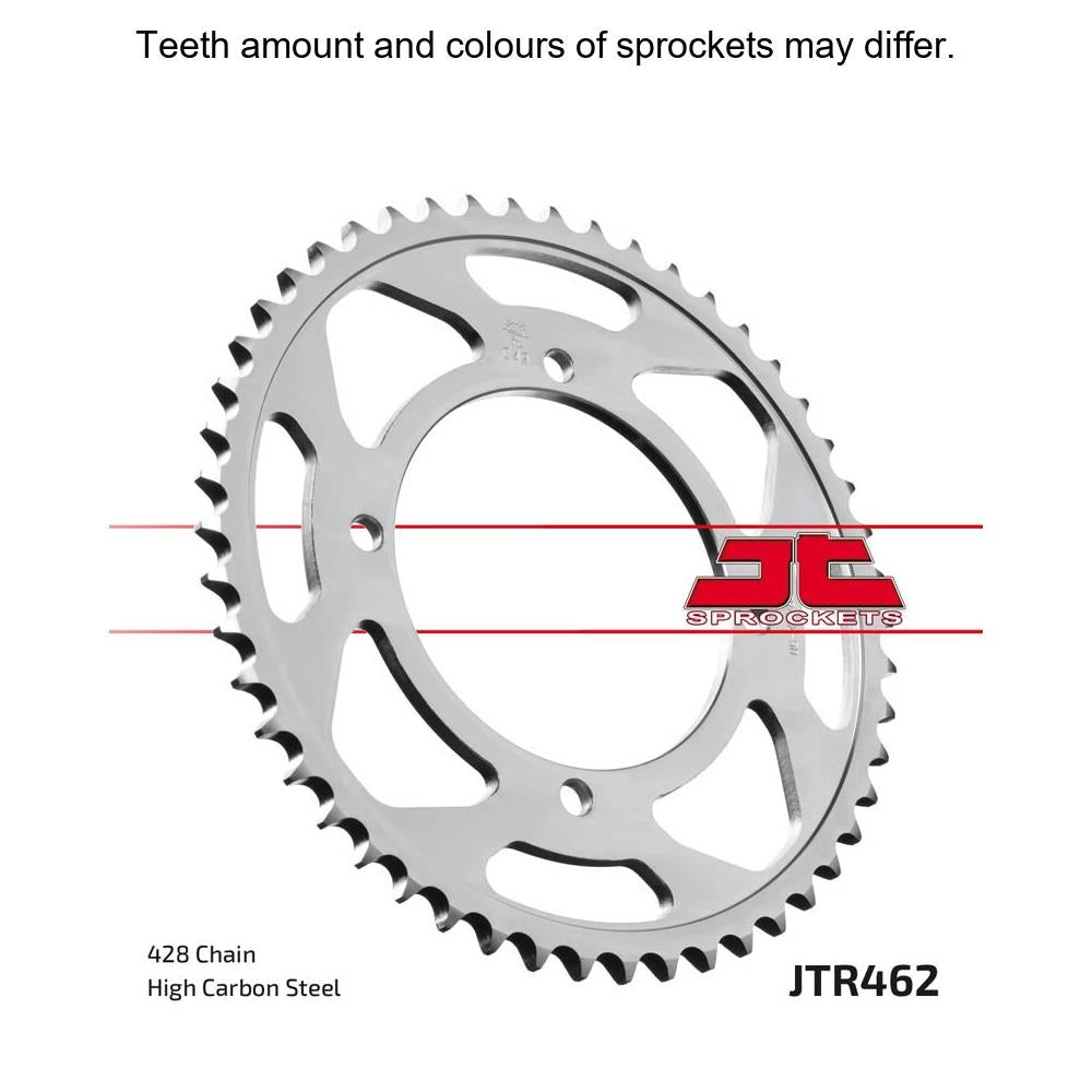 JT Sprockets rear sprocket JTR462.50 for 428 pitch motorcycle chain, featuring durable metal construction and gear teeth.