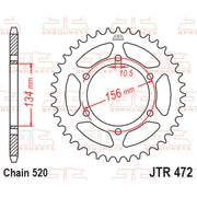 Rear sprocket from JT Sprockets JTR472.40 for motorcycle, featuring durable metal construction with evenly spaced teeth.